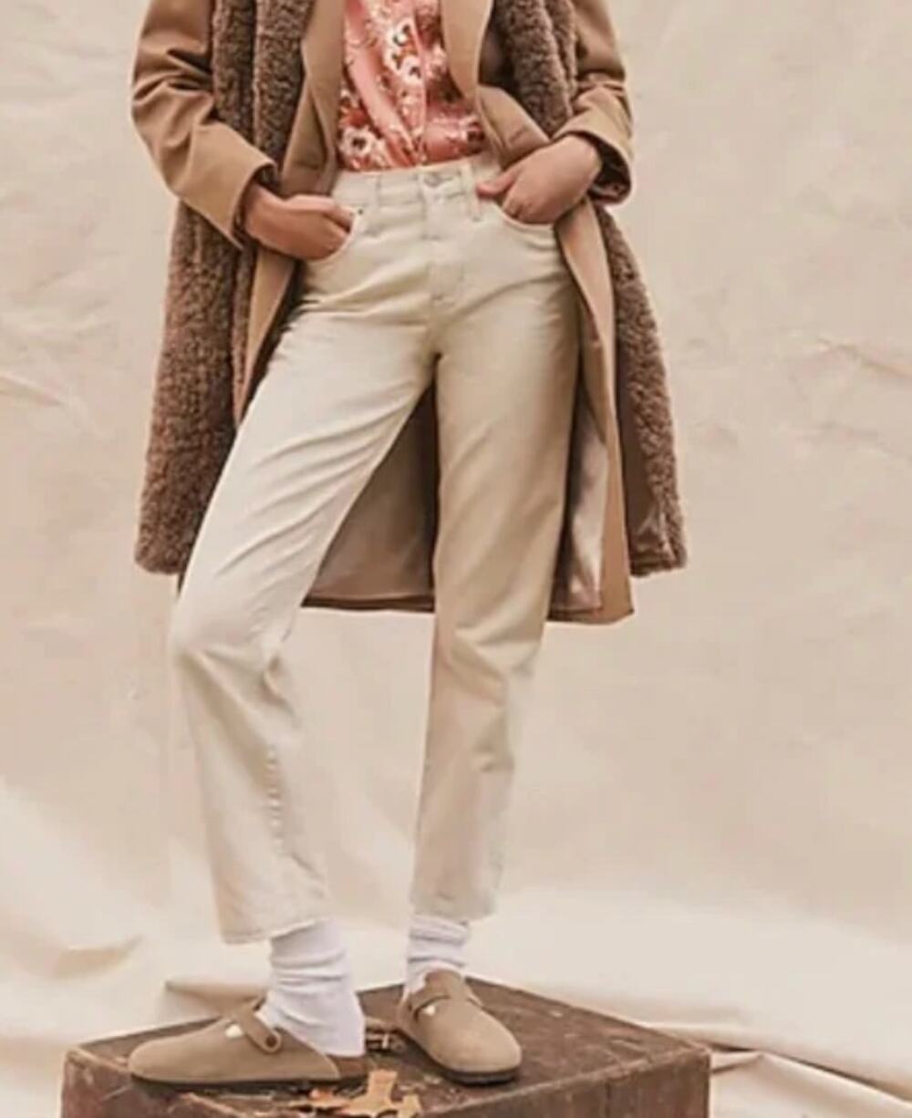 J. Crew High Rise Slouchy Boyfriend Denim Jeans Bone Cream Size 25 NEW